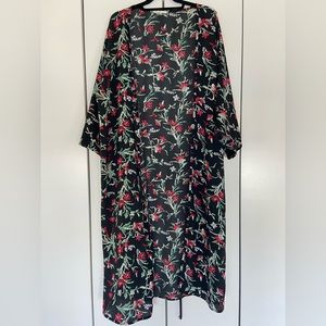 Anthropologie Red Floral Kimono